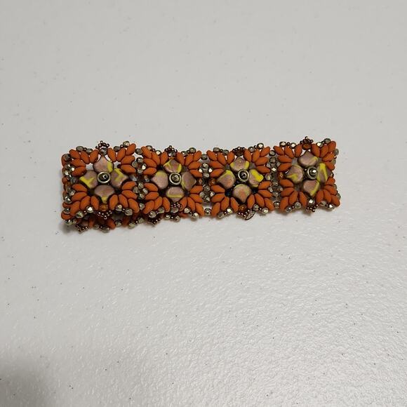 Bracelet Beaded Flowers Turtle Charm Lobster Claw Clasp Beach Vacation Boho - Picture 1 of 6